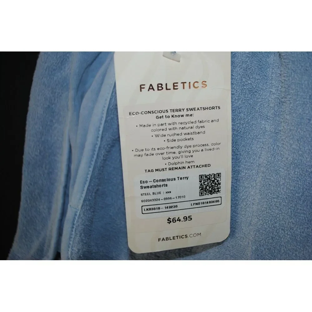 New Fabletics Womens Eco Conscious Terry Sweatshorts Blue Size XXS $65 - Picture 2 of 5